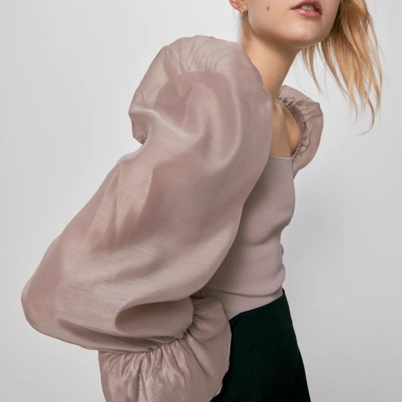 Zara Tops Zara Contrasting Organza Top Poshmark